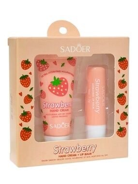 Sadoer Strawberry Hand Cream & Lip Balm Set NWT